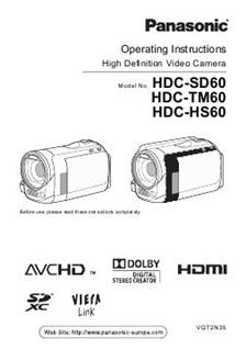 Panasonic HDC TM 60 manual. Camera Instructions.